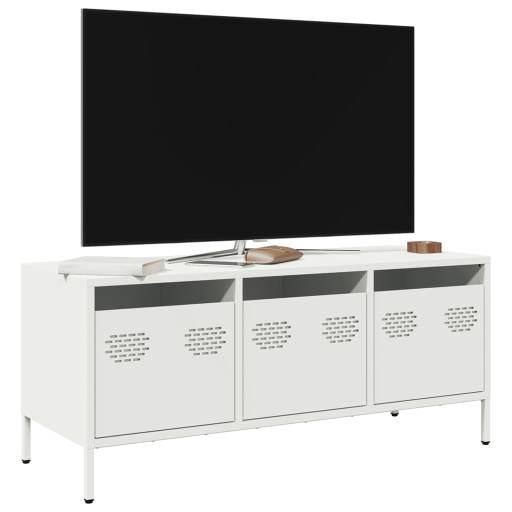 vidaXL Szafka RTV, biała, 101,5x39x43,5 cm, stal walcowana na zimno