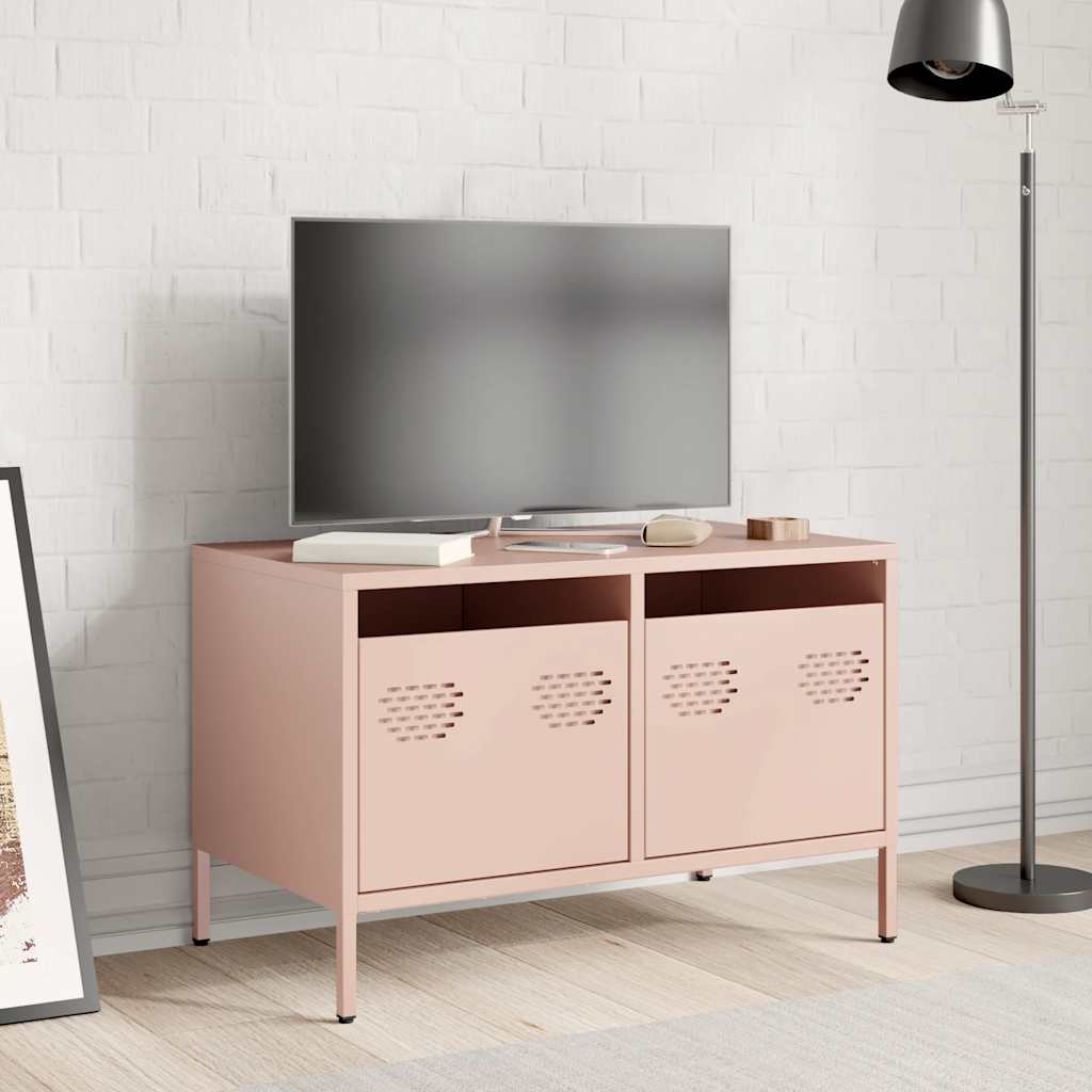 vidaXL Szafka RTV, różowa, 68x39x43,5 cm, stal walcowana na zimno