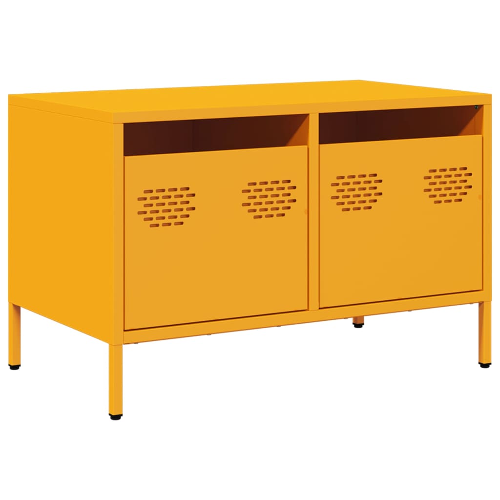 vidaXL Szafka RTV, musztardowa, 68x39x43,5 cm, stal walcowana na zimno