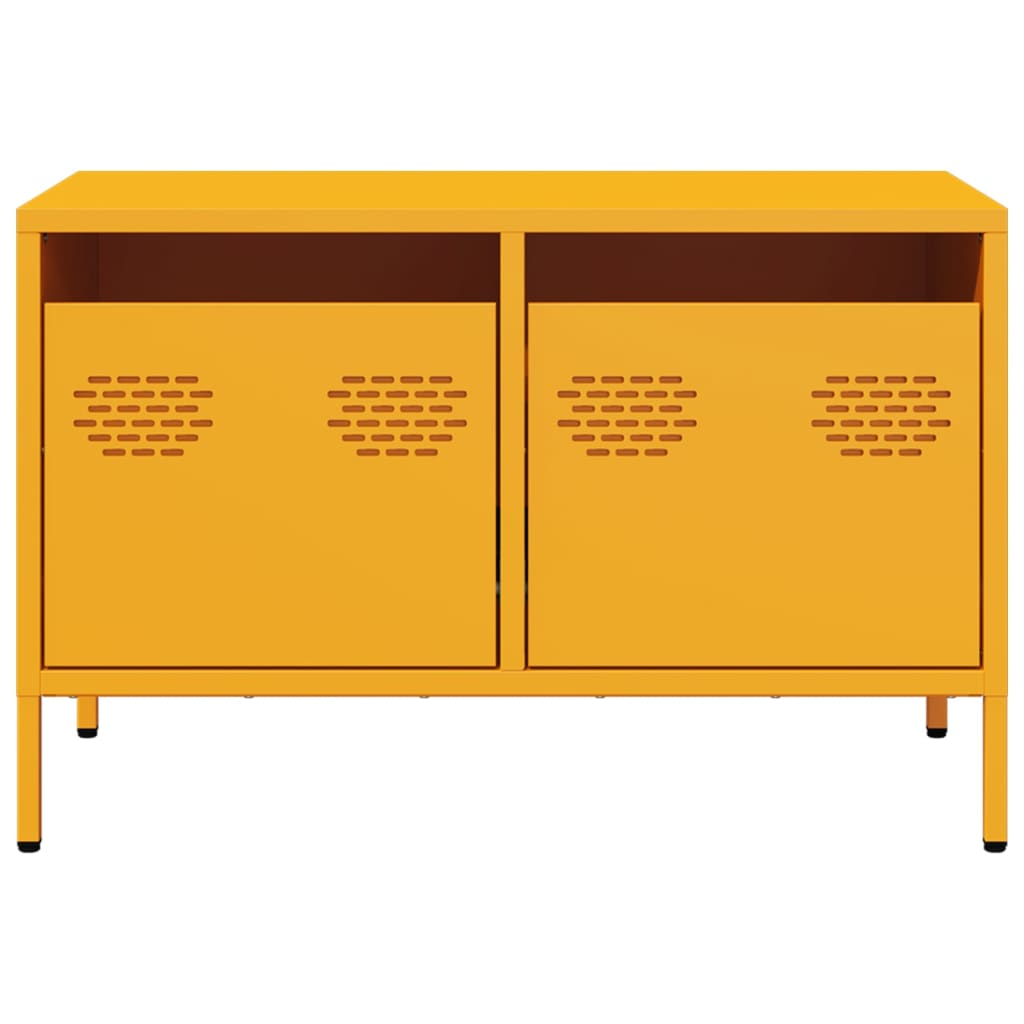 vidaXL Szafka RTV, musztardowa, 68x39x43,5 cm, stal walcowana na zimno