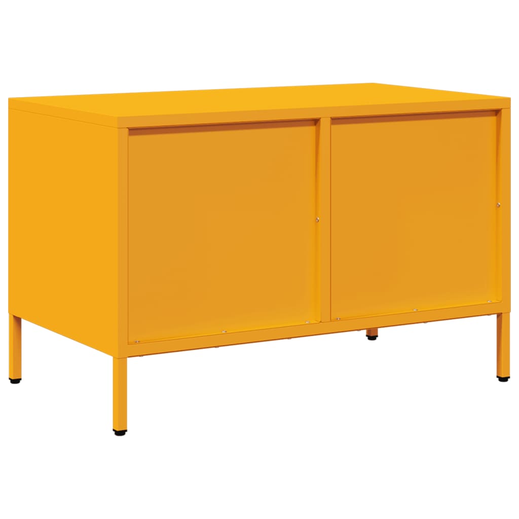 vidaXL Szafka RTV, musztardowa, 68x39x43,5 cm, stal walcowana na zimno