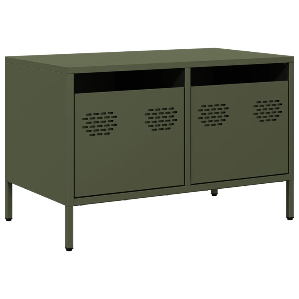 vidaXL Szafka RTV, oliwkowa, 68x39x43,5 cm, stal walcowana na zimno