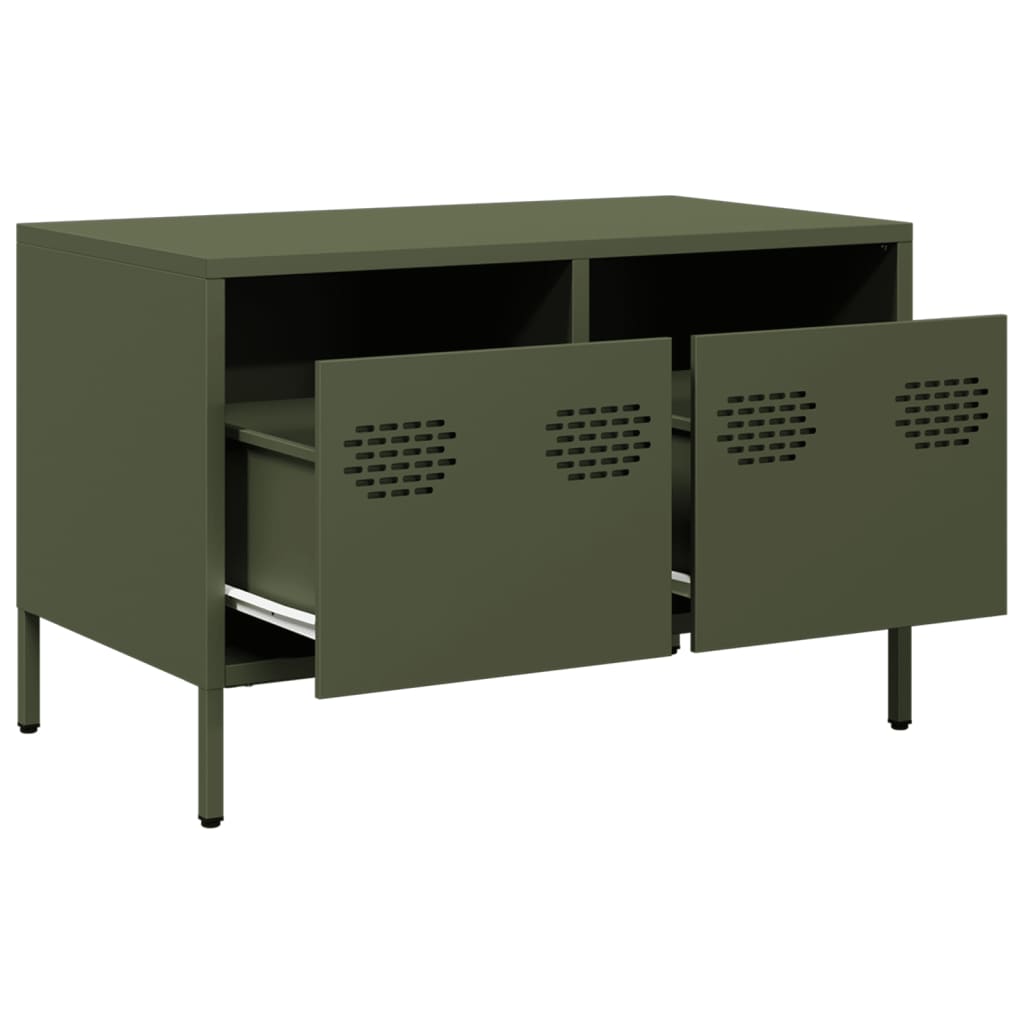vidaXL Szafka RTV, oliwkowa, 68x39x43,5 cm, stal walcowana na zimno