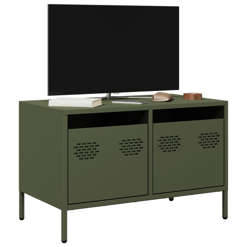 vidaXL Szafka RTV, oliwkowa, 68x39x43,5 cm, stal walcowana na zimno