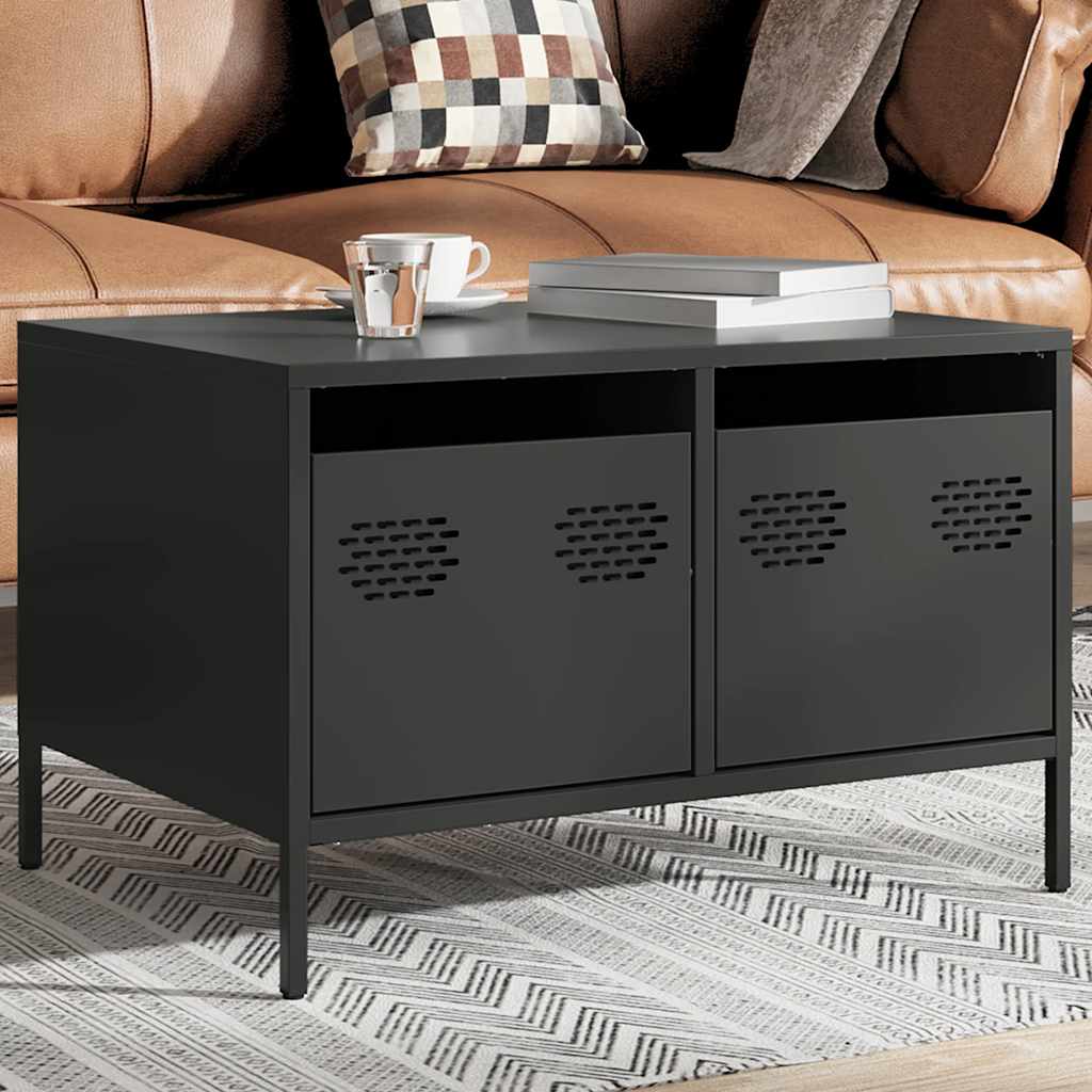 vidaXL Szafka RTV, czarna, 68x50x43,5 cm, stal walcowana na zimno