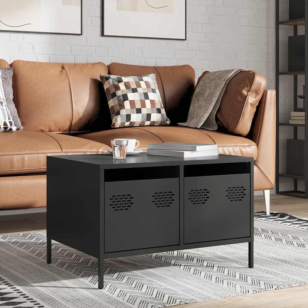 vidaXL Szafka RTV, czarna, 68x50x43,5 cm, stal walcowana na zimno