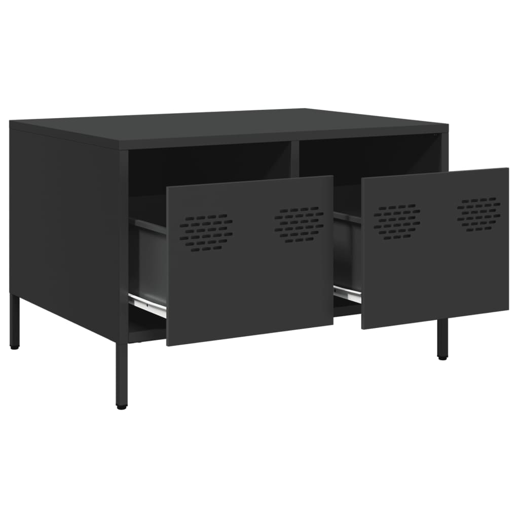 vidaXL Szafka RTV, czarna, 68x50x43,5 cm, stal walcowana na zimno