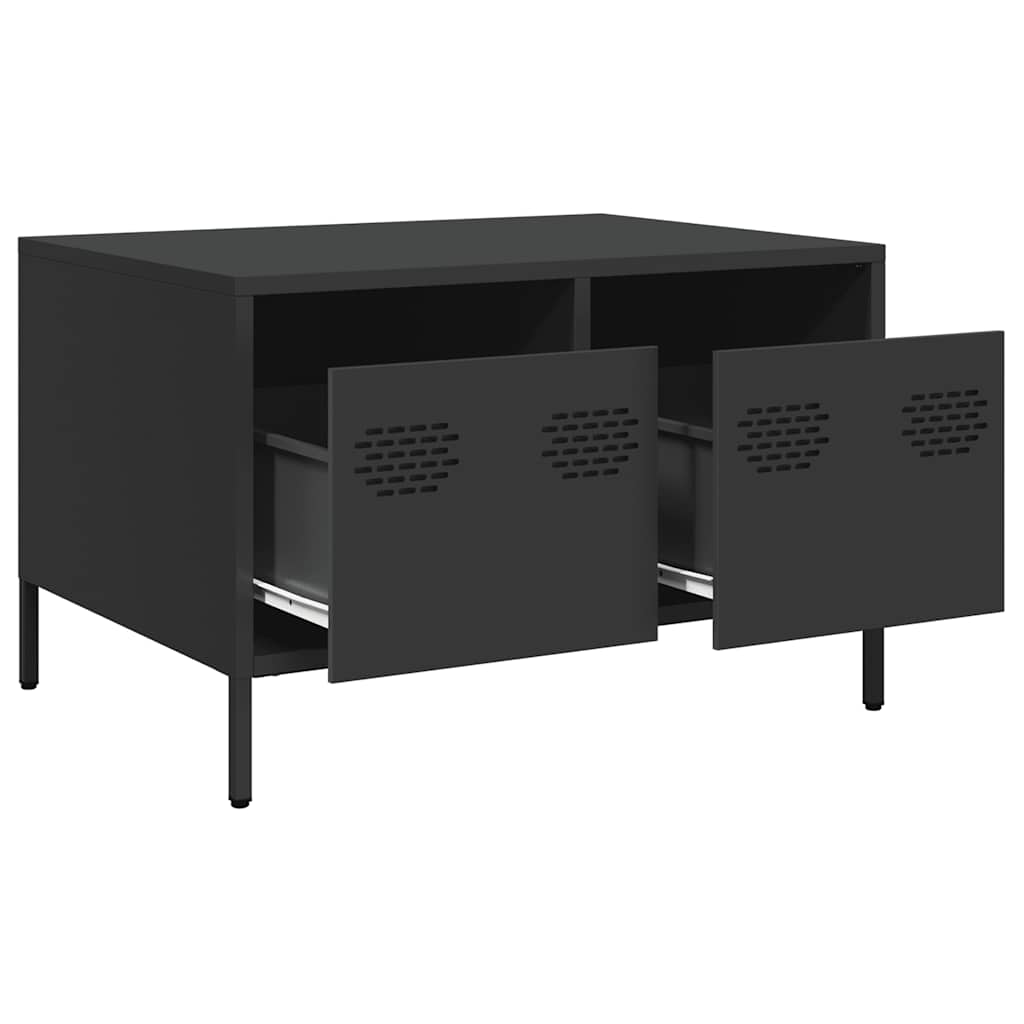 vidaXL Szafka RTV, czarna, 68x50x43,5 cm, stal walcowana na zimno