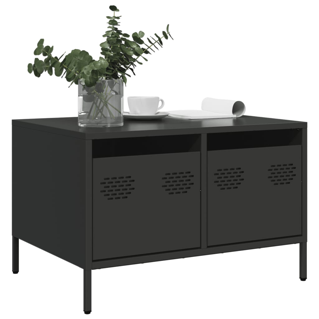 vidaXL Szafka RTV, czarna, 68x50x43,5 cm, stal walcowana na zimno