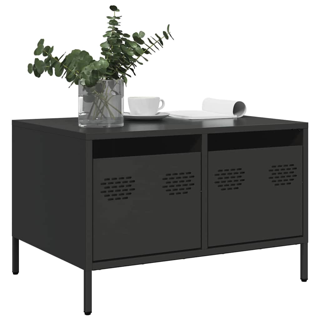 vidaXL Szafka RTV, czarna, 68x50x43,5 cm, stal walcowana na zimno
