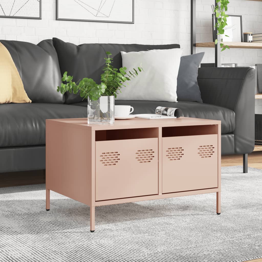 vidaXL Szafka RTV, różowa, 68x50x43,5 cm, stal walcowana na zimno