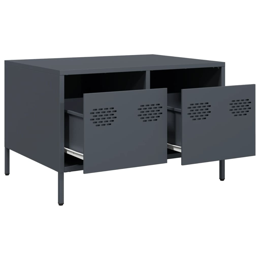 vidaXL Szafka RTV, czarna, 68x50x43,5 cm, stal walcowana na zimno