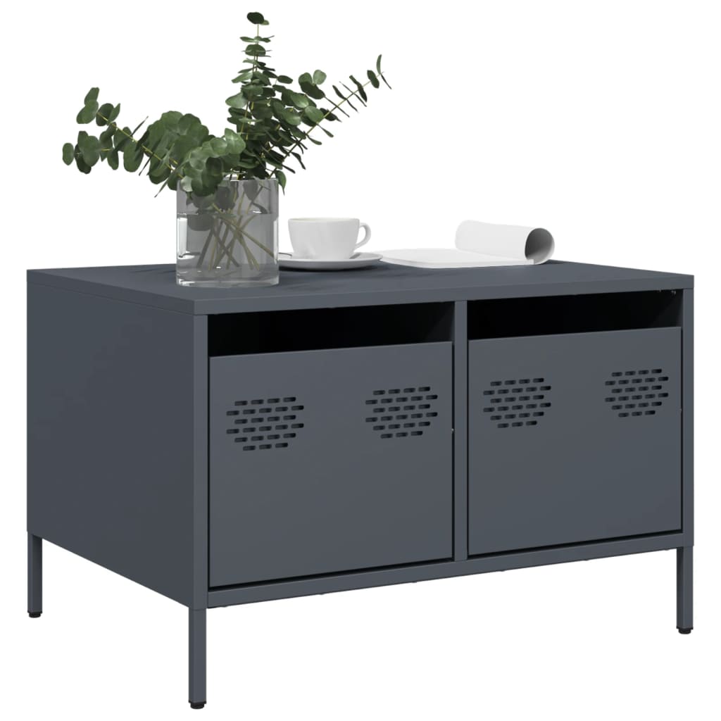 vidaXL Szafka RTV, czarna, 68x50x43,5 cm, stal walcowana na zimno