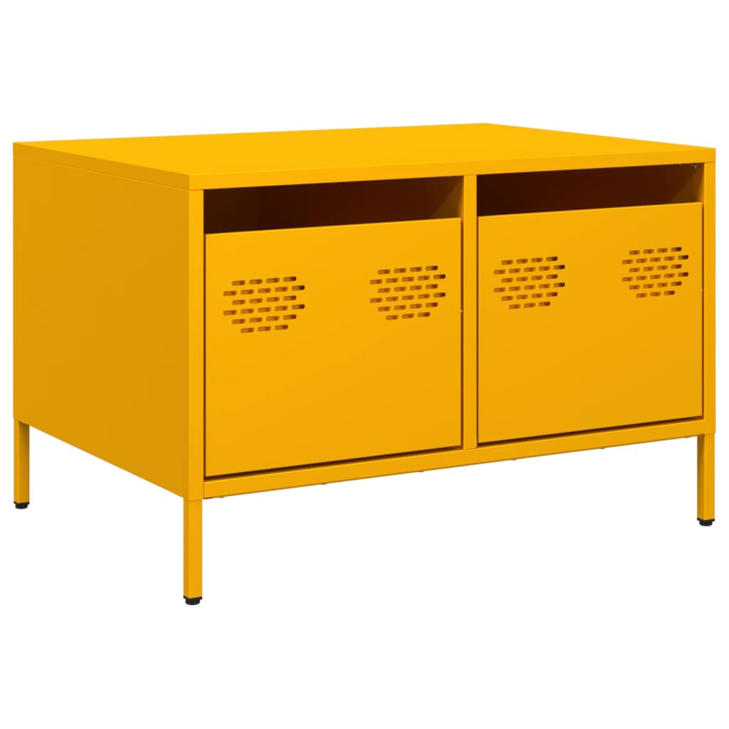 vidaXL Szafka RTV, musztardowa, 68x50x43,5 cm, stal walcowana na zimno