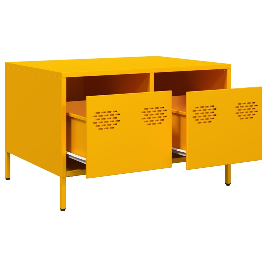 vidaXL Szafka RTV, musztardowa, 68x50x43,5 cm, stal walcowana na zimno