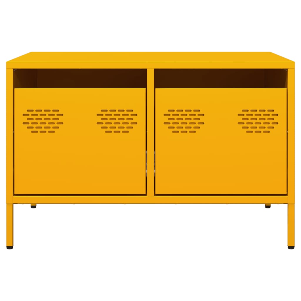 vidaXL Szafka RTV, musztardowa, 68x50x43,5 cm, stal walcowana na zimno