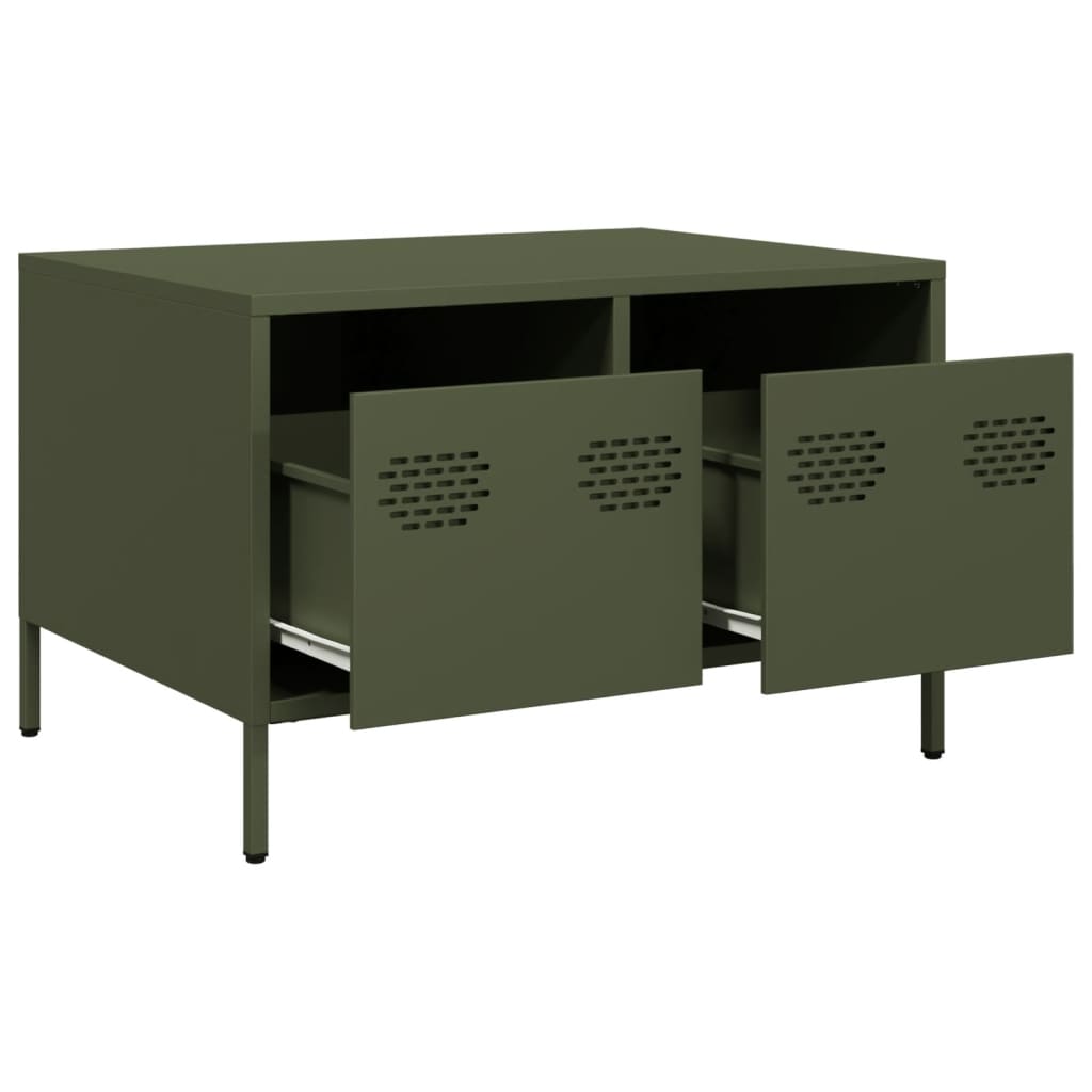 vidaXL Szafka RTV, oliwkowa, 68x50x43,5 cm, stal walcowana na zimno
