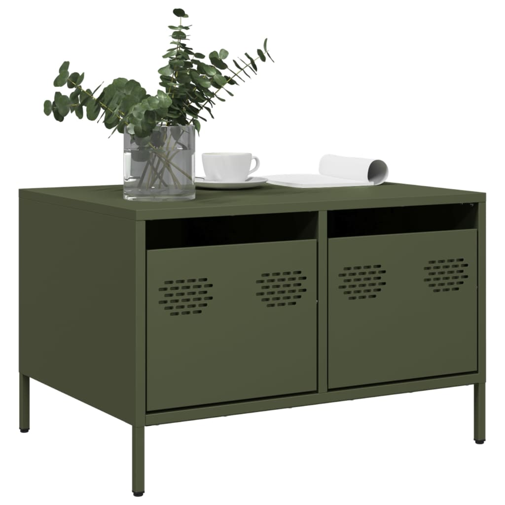vidaXL Szafka RTV, oliwkowa, 68x50x43,5 cm, stal walcowana na zimno