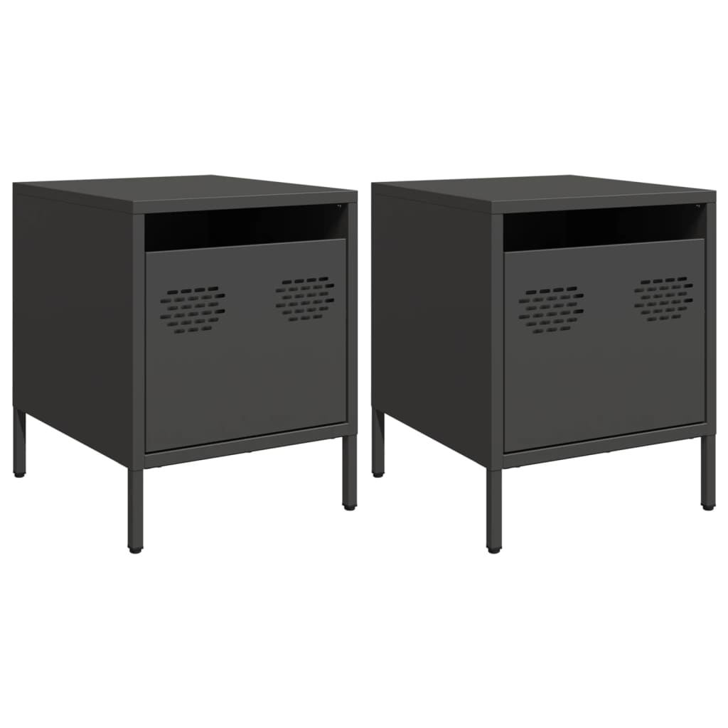 vidaXL Szafki nocne, 2 szt., czarne, 35x39x43,5 cm, stal