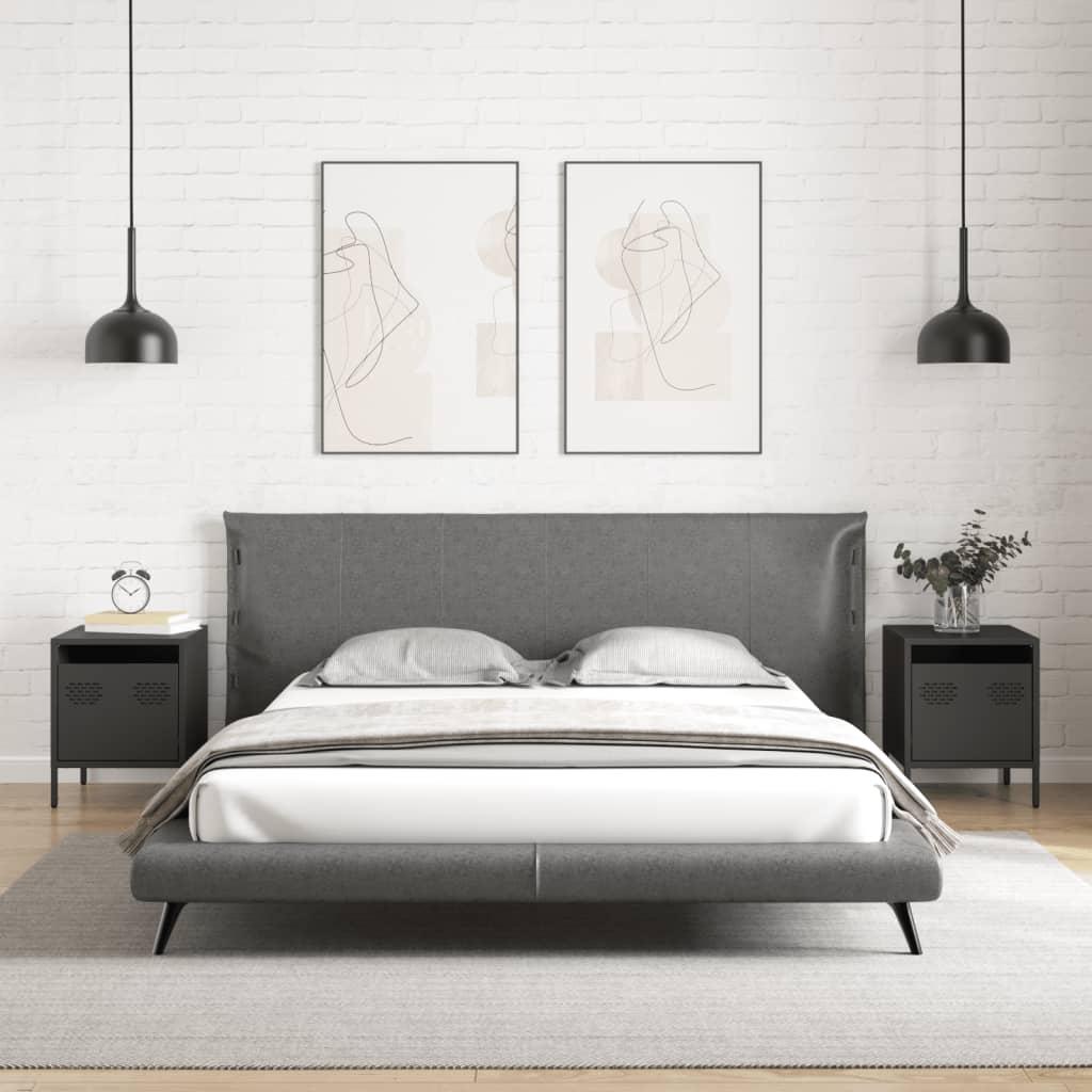 vidaXL Szafki nocne, 2 szt., czarne, 35x39x43,5 cm, stal