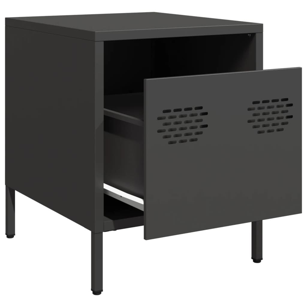 vidaXL Szafki nocne, 2 szt., czarne, 35x39x43,5 cm, stal