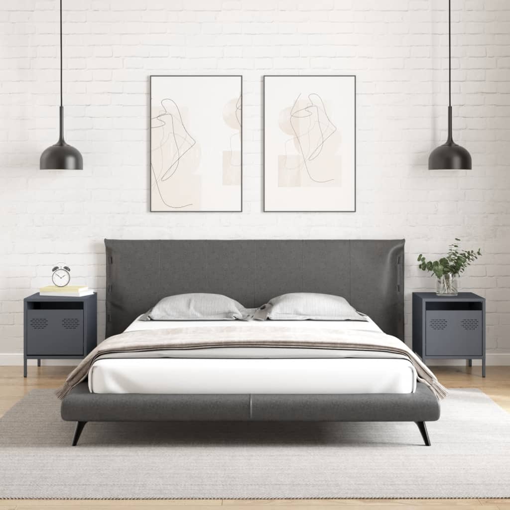 vidaXL Szafki nocne, 2 szt., antracytowe, 35x39x43,5 cm, stal