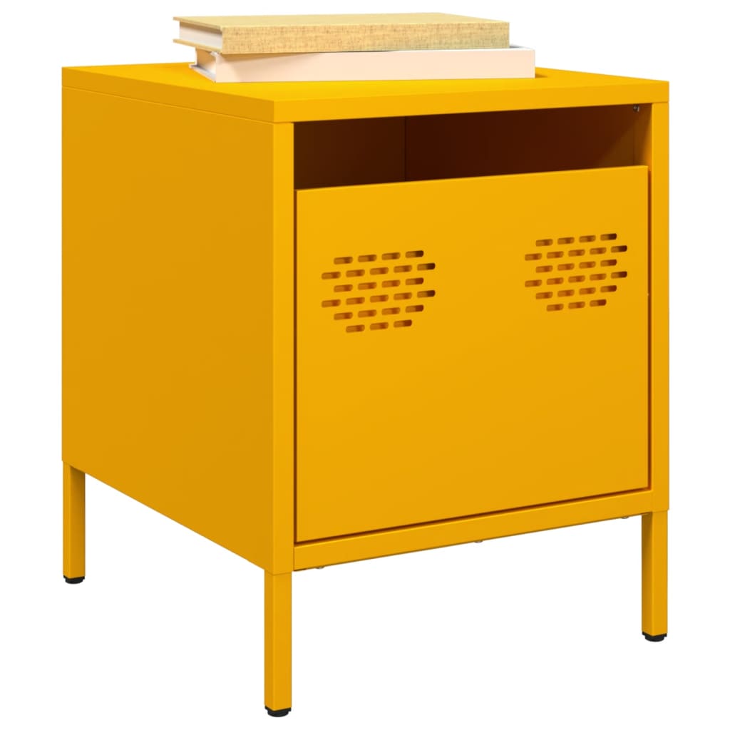 vidaXL Szafki nocne, 2 szt., musztardowe, 35x39x43,5 cm, stal