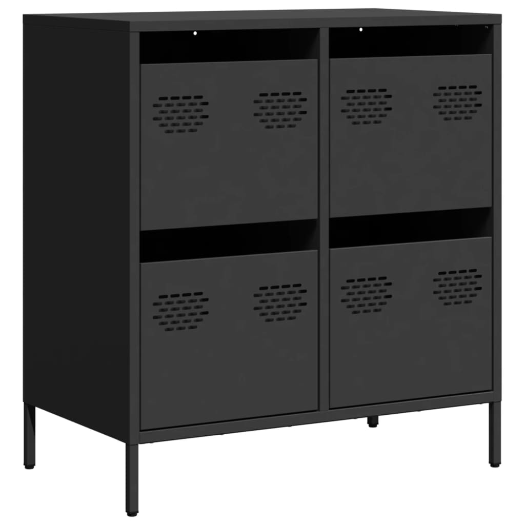 vidaXL Szafka, czarna, 68x39x73,5 cm, stal walcowana na zimno
