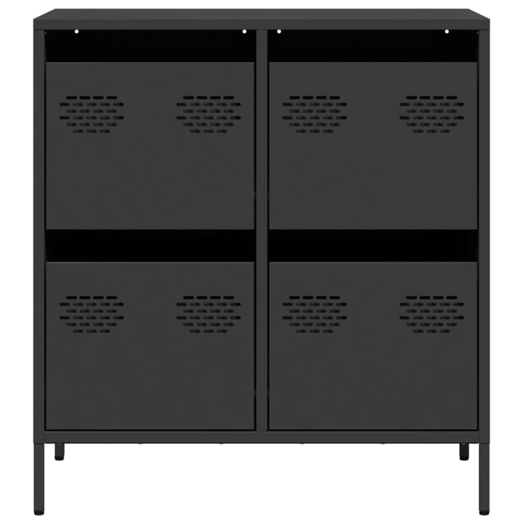 vidaXL Szafka, czarna, 68x39x73,5 cm, stal walcowana na zimno