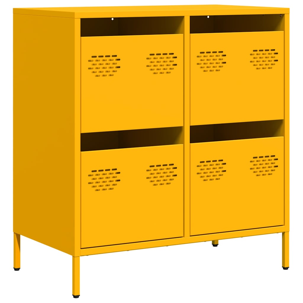 vidaXL Szafka, musztardowa, 68x39x73,5 cm, stal walcowana na zimno