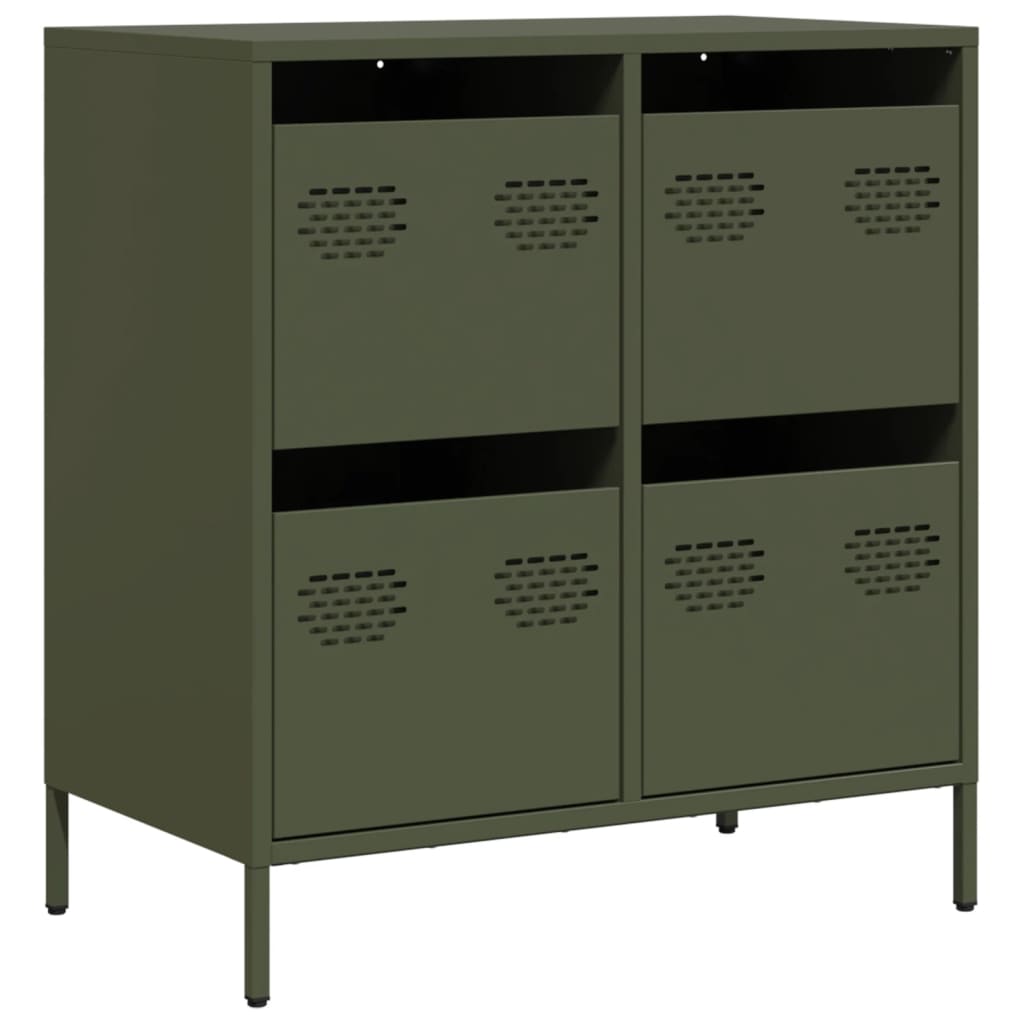 vidaXL Szafka, oliwkowa, 68x39x73,5 cm, stal walcowana na zimno