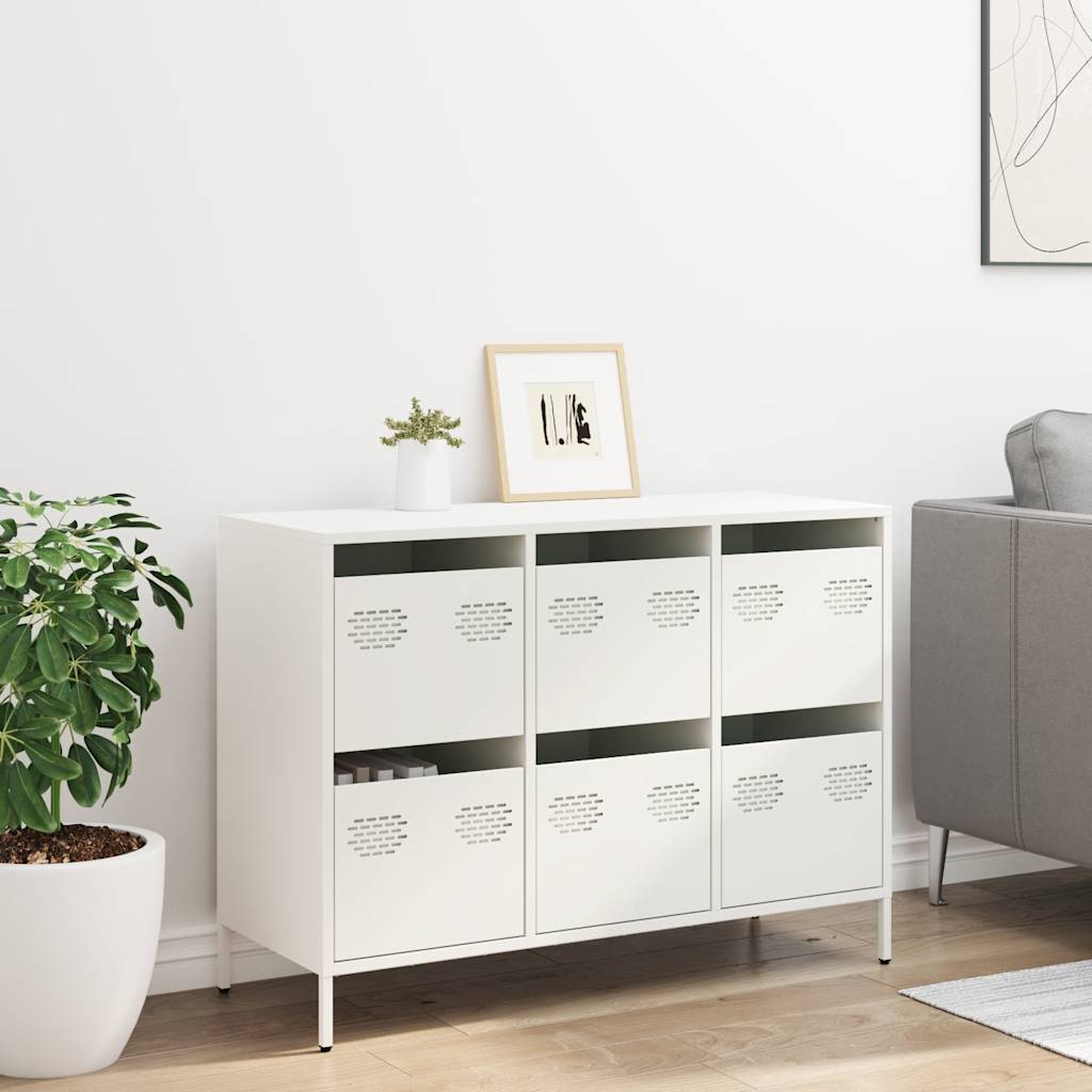 vidaXL Szafka, biała, 101,5x39x73,5 cm, stal walcowana na zimno