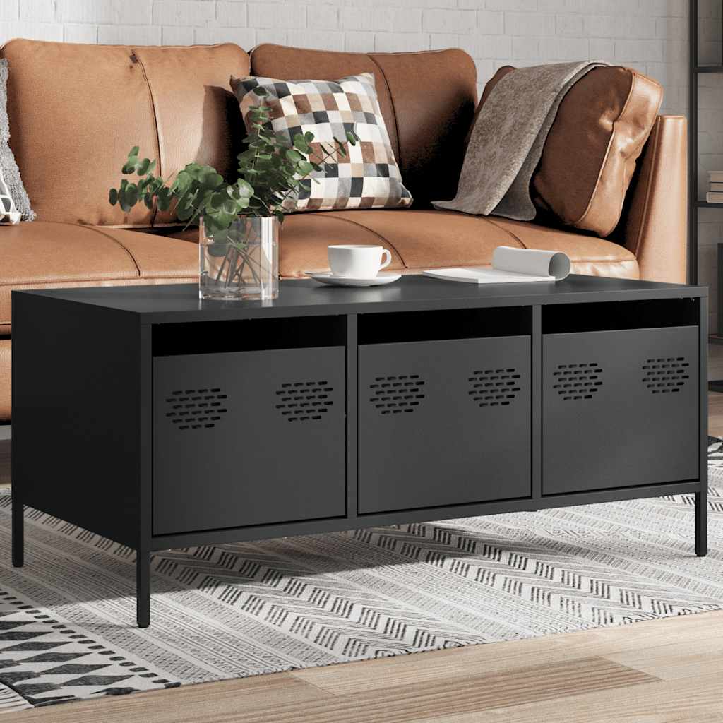 vidaXL Stolik kawowy, czarny, 101,5x50x43,5 cm, stal