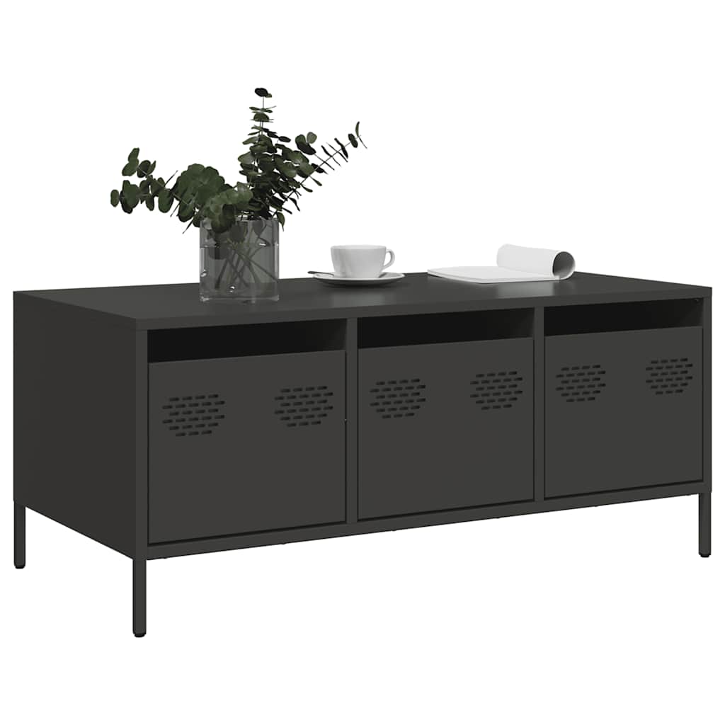 vidaXL Stolik kawowy, czarny, 101,5x50x43,5 cm, stal