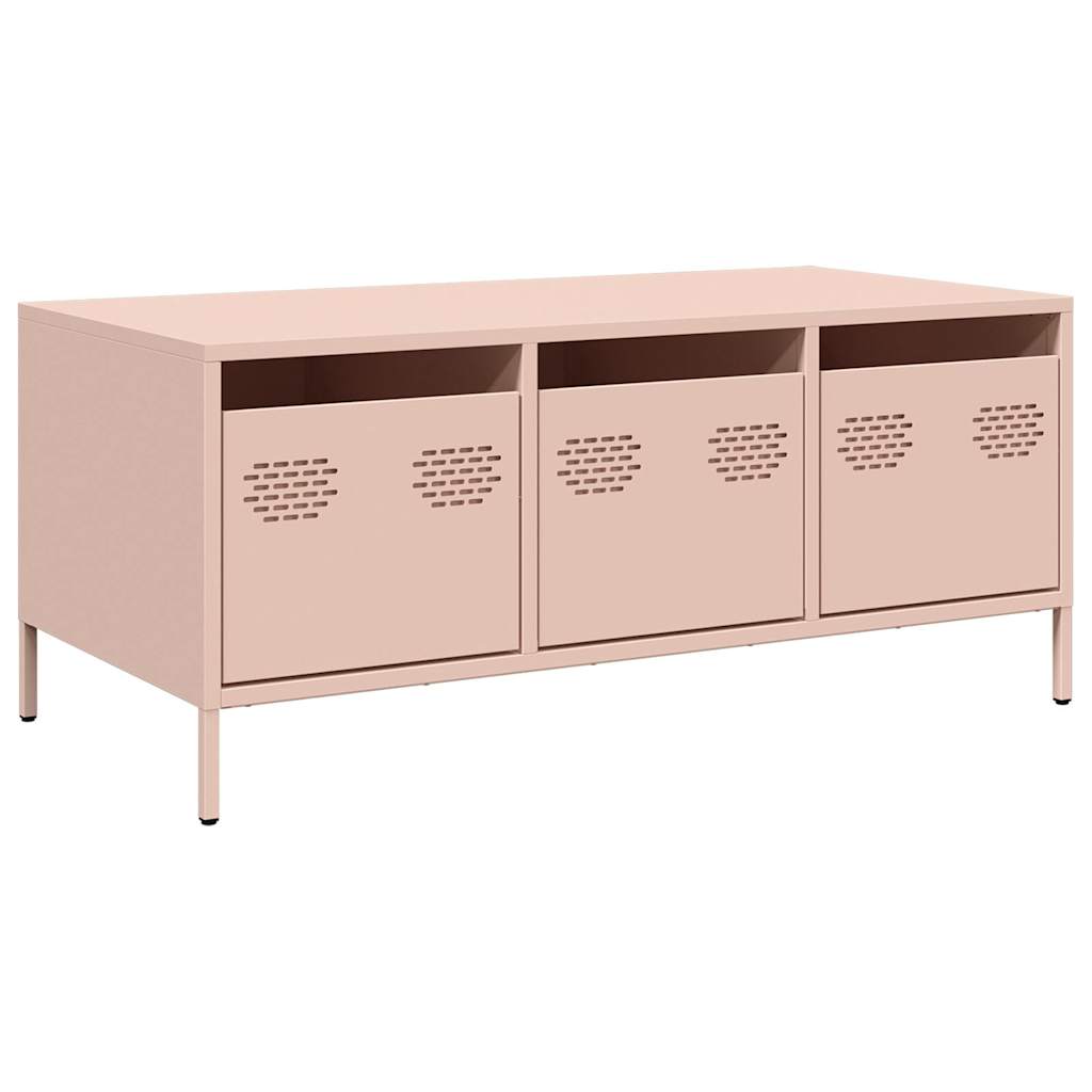 vidaXL Szafka RTV, różowa, 101,5x50x43,5 cm, stal walcowana na zimno
