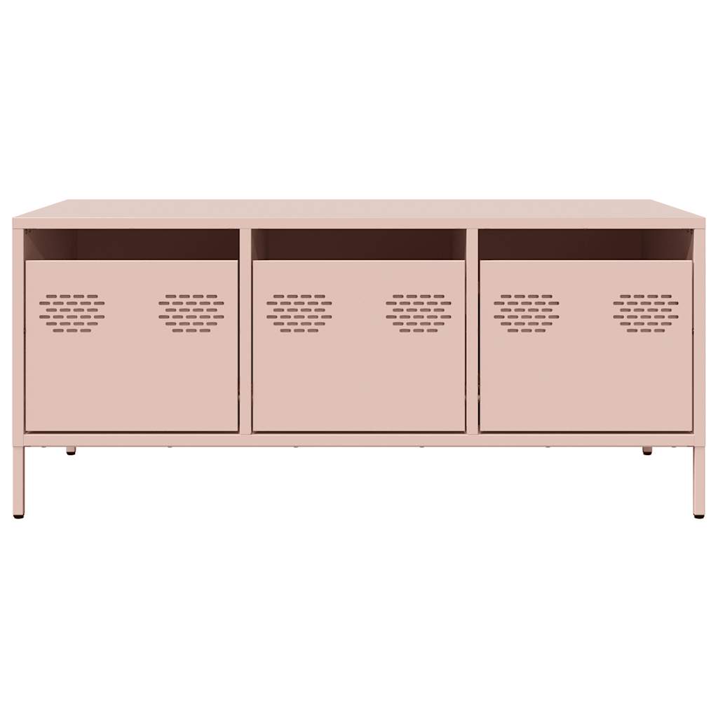 vidaXL Szafka RTV, różowa, 101,5x50x43,5 cm, stal walcowana na zimno