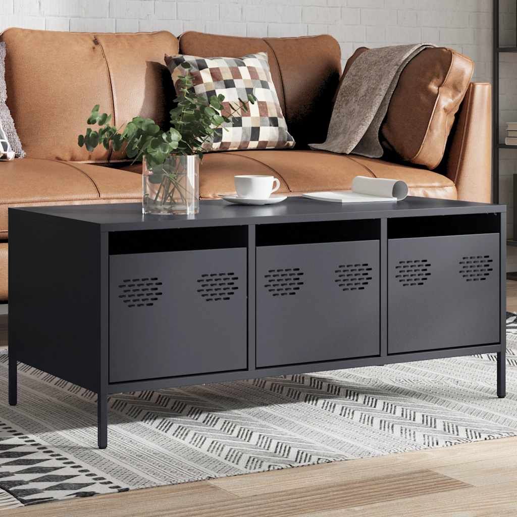 vidaXL Stolik kawowy, antracyt, 101,5x50x43,5 cm, stal