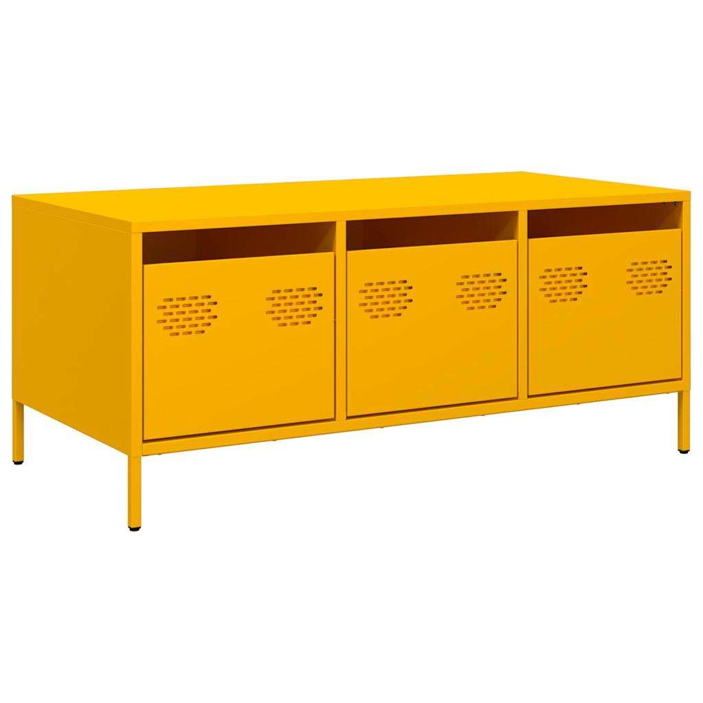 vidaXL Stolik kawowy, musztarda, 101,5x50x43,5 , stal