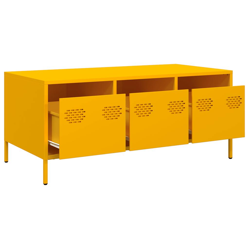 vidaXL Stolik kawowy, musztarda, 101,5x50x43,5 , stal