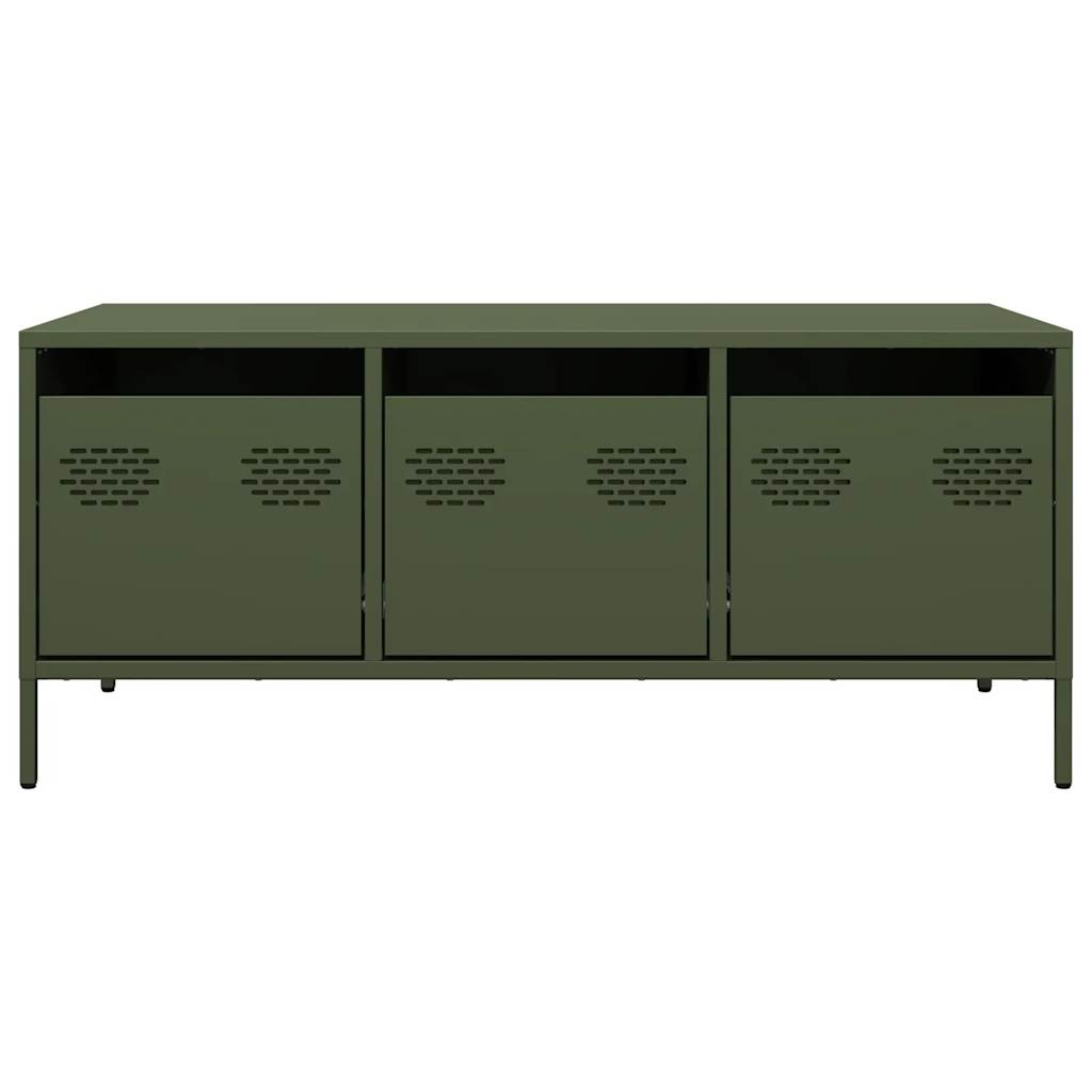 vidaXL Stolik kawowy, oliwkowy, 101,5x50x43,5 cm, stal