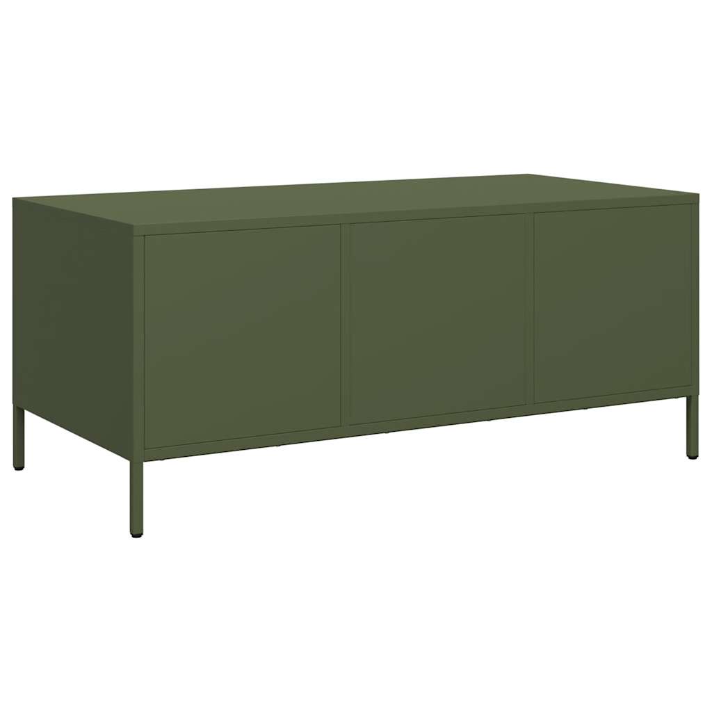 vidaXL Stolik kawowy, oliwkowy, 101,5x50x43,5 cm, stal