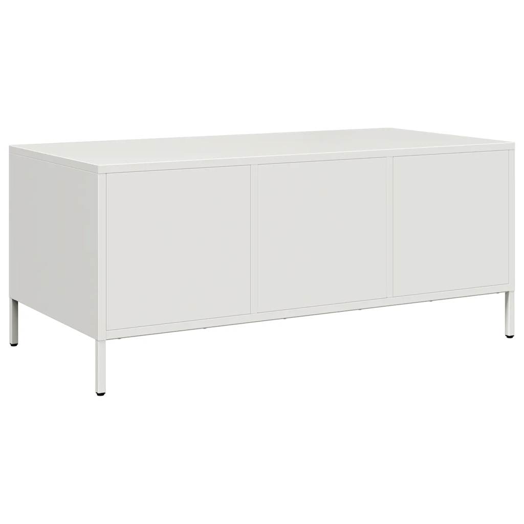 vidaXL Stolik kawowy, biały, 101,5x50x43,5 cm, stal walcowana na zimno