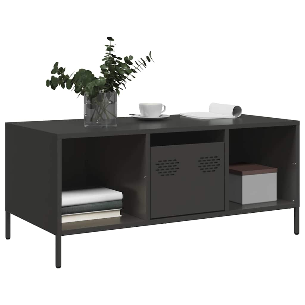 vidaXL Stolik kawowy, czarny, 101,5x50x43,5 cm, stal