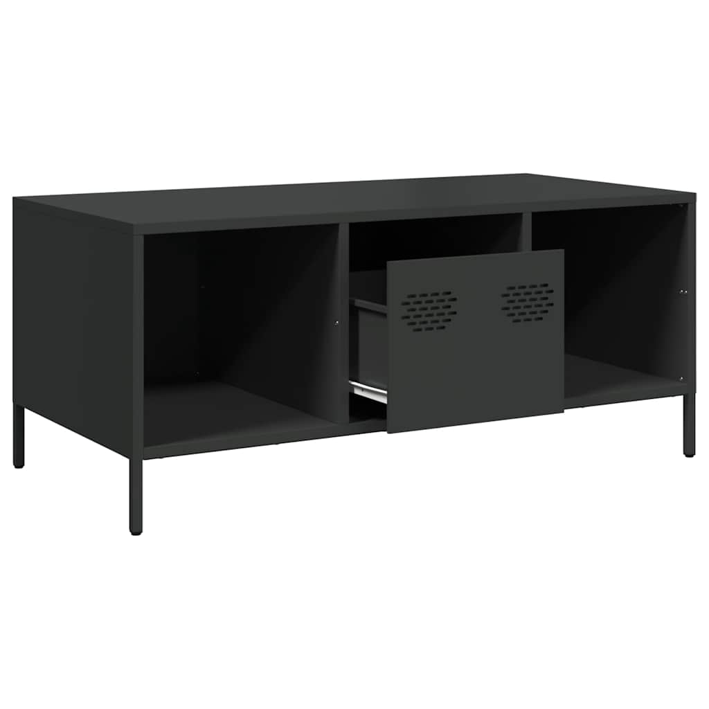 vidaXL Stolik kawowy, czarny, 101,5x50x43,5 cm, stal