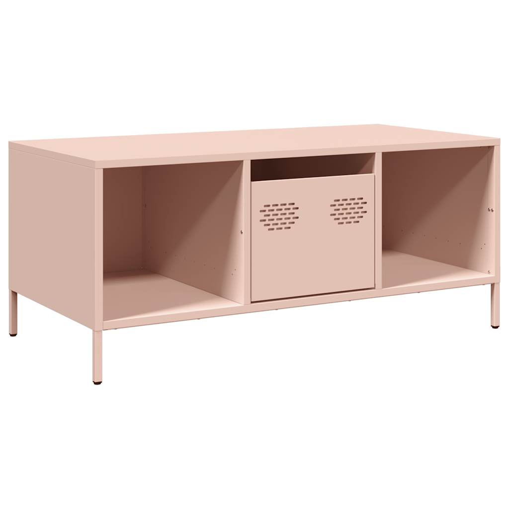 vidaXL Szafka RTV, różowa, 101,5x50x43,5 cm, stal walcowana na zimno