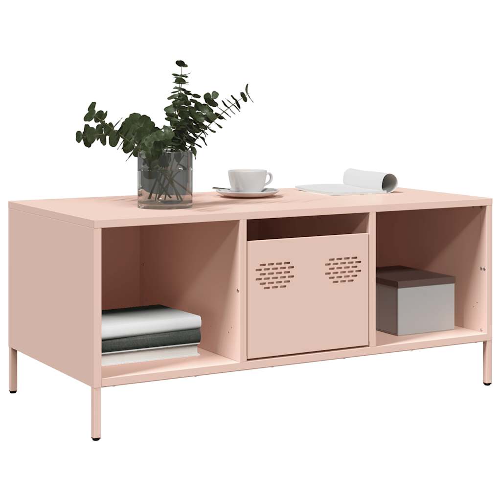 vidaXL Szafka RTV, różowa, 101,5x50x43,5 cm, stal walcowana na zimno