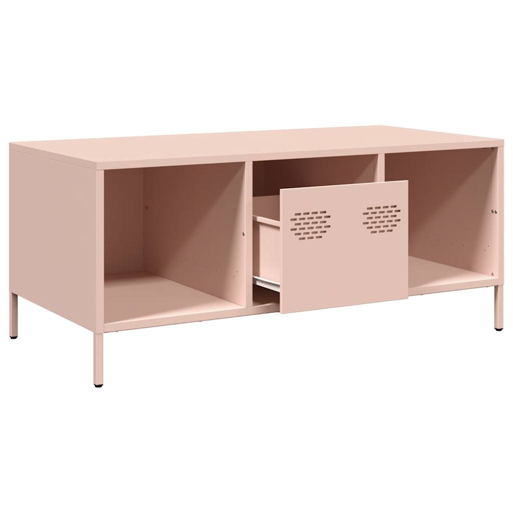 vidaXL Szafka RTV, różowa, 101,5x50x43,5 cm, stal walcowana na zimno