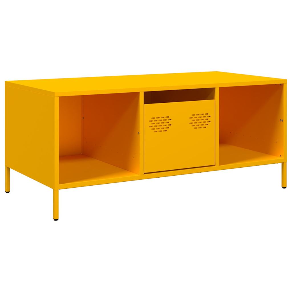 vidaXL Stolik kawowy, musztarda, 101,5x50x43,5 , stal