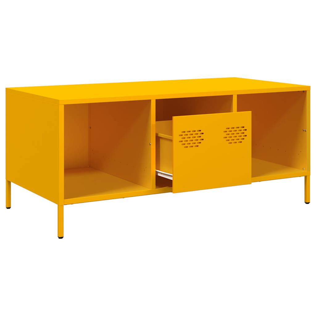 vidaXL Stolik kawowy, musztarda, 101,5x50x43,5 , stal