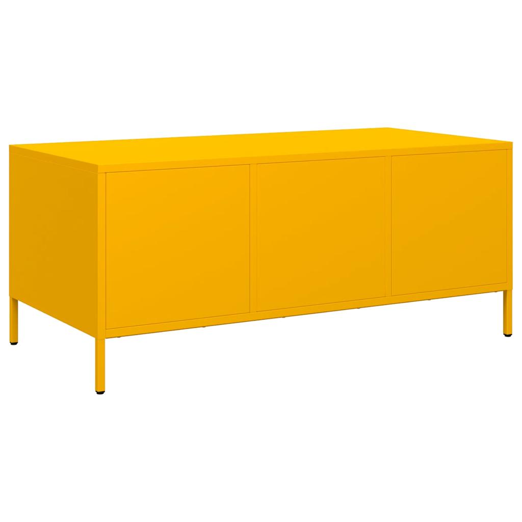 vidaXL Stolik kawowy, musztarda, 101,5x50x43,5 , stal